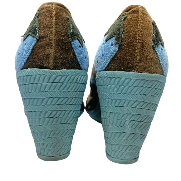 MISS L FIRE Blue Velvet‎ Embroidered Wedge - Picture 8 of 11